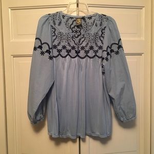 Anthropologie light blue boho top